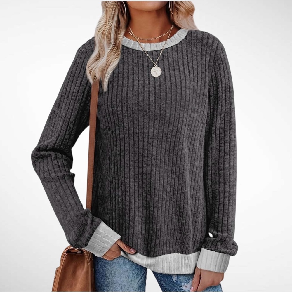 NWT Sampeel Lightweight Colorblock Pullover Long-Sleeve Sweater